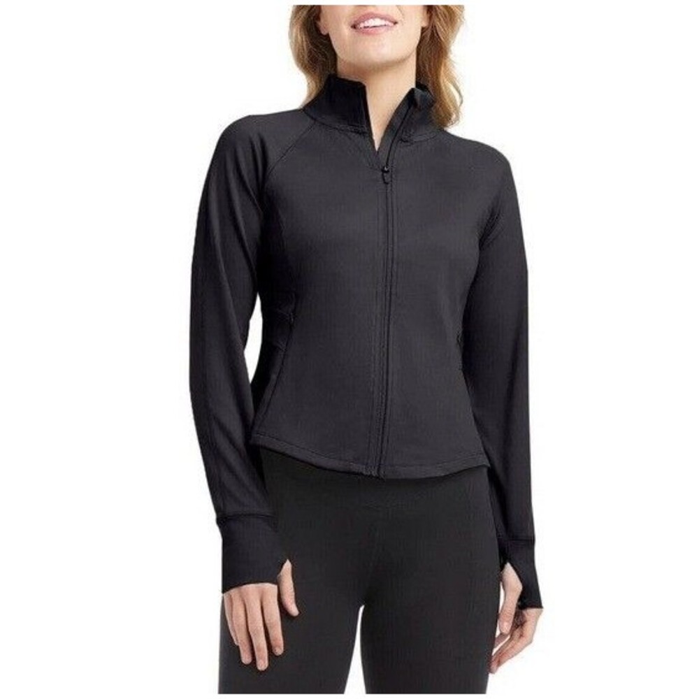 Jockey Ladies' Tulip Hem Yoga Jacket Black Salt Large L NWT